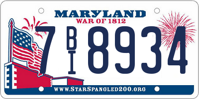 MD license plate 7BI8934
