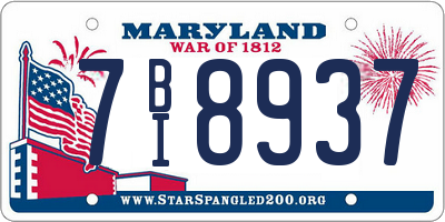 MD license plate 7BI8937