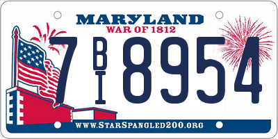 MD license plate 7BI8954