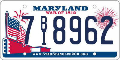 MD license plate 7BI8962