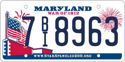 MD license plate 7BI8963