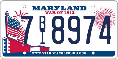 MD license plate 7BI8974