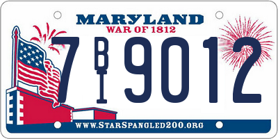 MD license plate 7BI9012