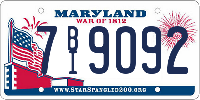 MD license plate 7BI9092