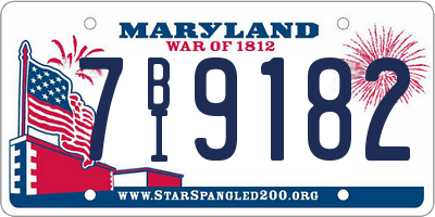MD license plate 7BI9182