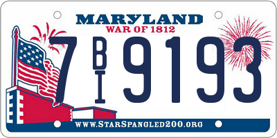 MD license plate 7BI9193