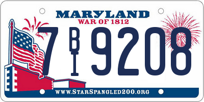 MD license plate 7BI9208