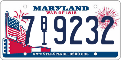 MD license plate 7BI9232