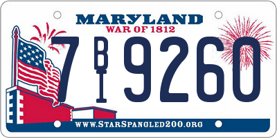 MD license plate 7BI9260