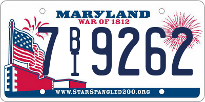 MD license plate 7BI9262