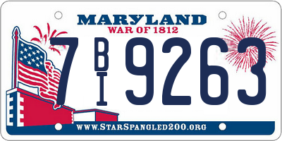 MD license plate 7BI9263