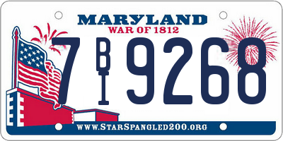 MD license plate 7BI9268