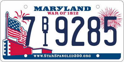MD license plate 7BI9285