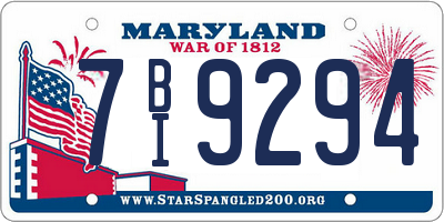 MD license plate 7BI9294