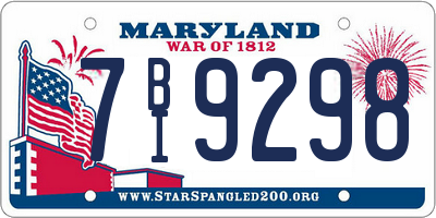 MD license plate 7BI9298