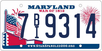MD license plate 7BI9314