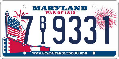 MD license plate 7BI9331
