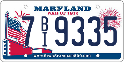 MD license plate 7BI9335