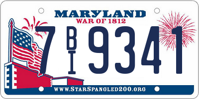 MD license plate 7BI9341