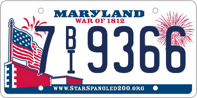 MD license plate 7BI9366