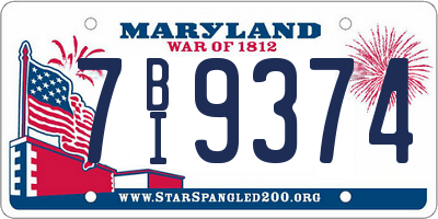 MD license plate 7BI9374