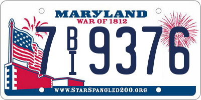 MD license plate 7BI9376