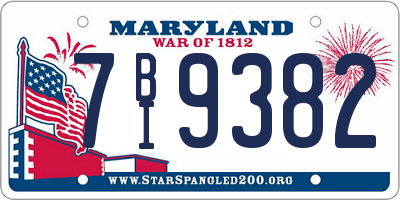 MD license plate 7BI9382