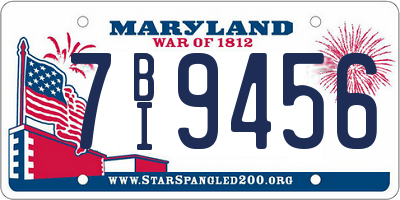 MD license plate 7BI9456