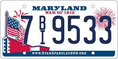 MD license plate 7BI9533