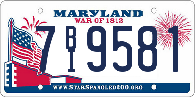 MD license plate 7BI9581