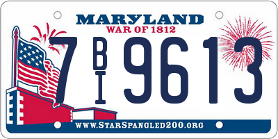 MD license plate 7BI9613