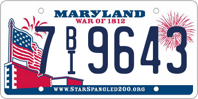 MD license plate 7BI9643