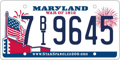 MD license plate 7BI9645