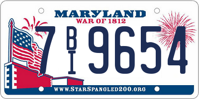 MD license plate 7BI9654