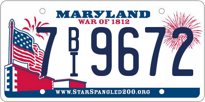 MD license plate 7BI9672