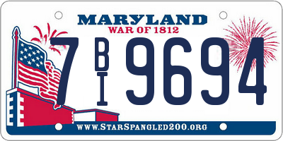MD license plate 7BI9694
