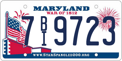 MD license plate 7BI9723