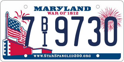 MD license plate 7BI9730