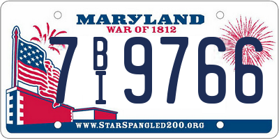 MD license plate 7BI9766