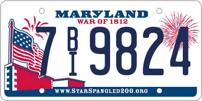 MD license plate 7BI9824