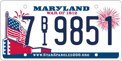 MD license plate 7BI9851