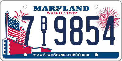 MD license plate 7BI9854