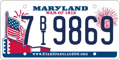MD license plate 7BI9869