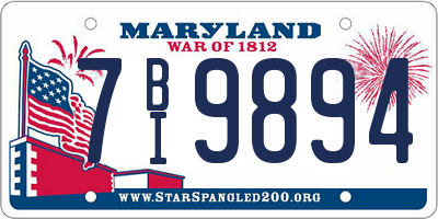 MD license plate 7BI9894