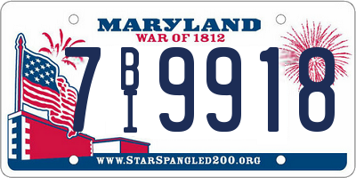 MD license plate 7BI9918