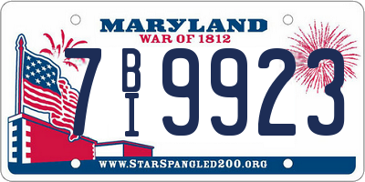 MD license plate 7BI9923