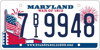 MD license plate 7BI9948
