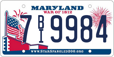 MD license plate 7BI9984