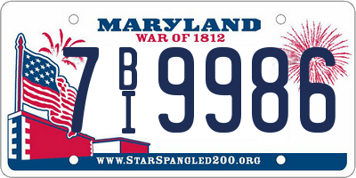 MD license plate 7BI9986