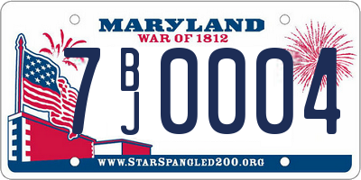 MD license plate 7BJ0004